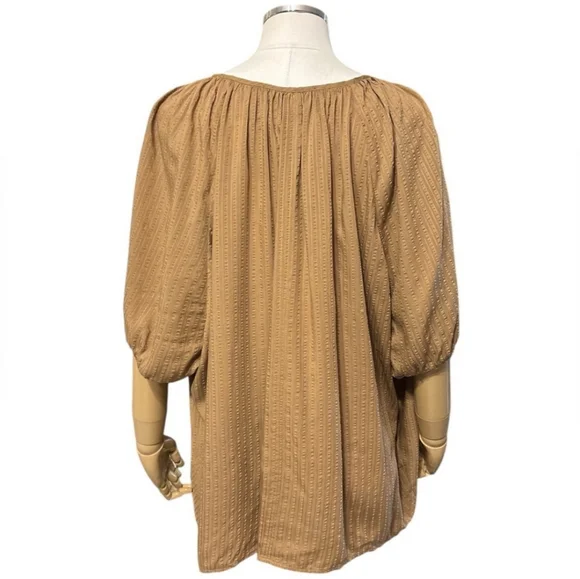 TOMMY HILFIGER  Fire Island Tie Neck Striped Blouse Tan88% Viscose - Picture 4 of 10